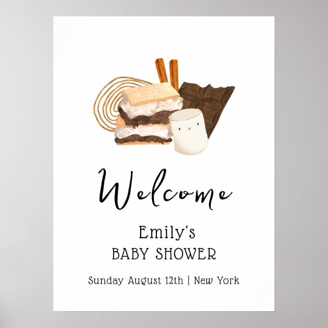 Kawaii S'more Fun Baby Dusche Willkommen Poster (Vorne)