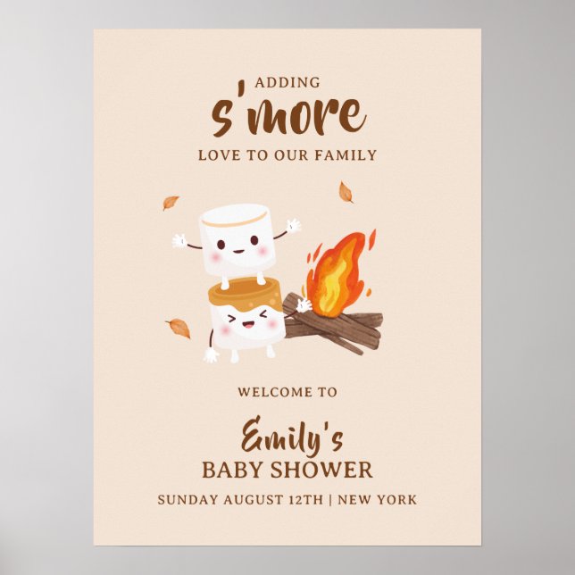 Kawaii S'more Liebe Campfire Kinderdusche Willkomm Poster (Vorne)