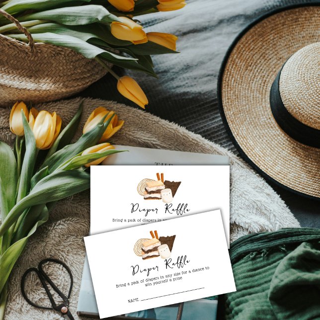 Kawaii S'more Liebe & Fun Diaper Raffle Baby Dusch Begleitkarte (Kawaii S'more Love & Fun Diaper Raffle Baby Shower Enclosure Card)