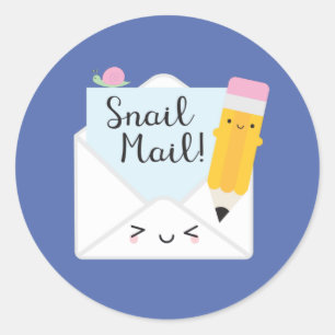 Kawaii Snail Mail Runder Aufkleber