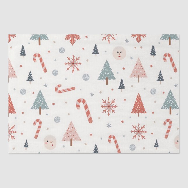 Kawaii-Snowflakes-Muster Seidenpapier (Vorderseite)