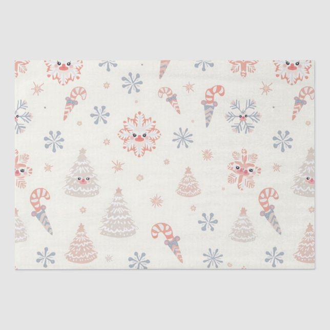 Kawaii-Snowflakes-Muster Seidenpapier (Vorderseite)