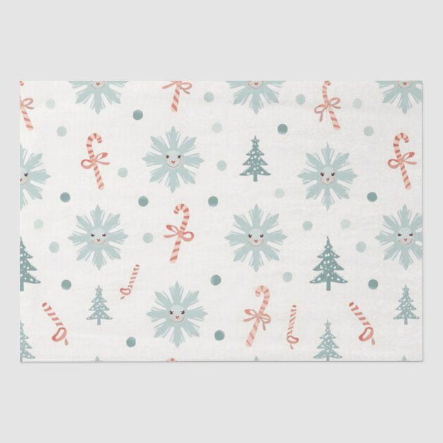 Kawaii-Snowflakes-Muster Seidenpapier (Vorderseite)