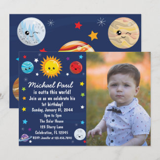 Kawaii Solar System außerhalb dieser Welt Geburtst Einladung