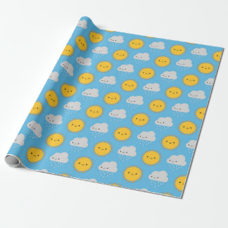 Kawaii Sonne & Regen Geschenkpapier