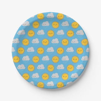 Kawaii Sonne & Regen Pappteller