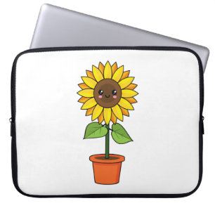 Kawaii Sonnenblume Pflanze in einem Topf Laptopschutzhülle