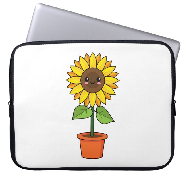 Kawaii Sonnenblume Pflanze in einem Topf Laptopschutzhülle (Vorderseite)