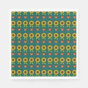 Kawaii Sonnenblume Pflanze in einem Topf Serviette