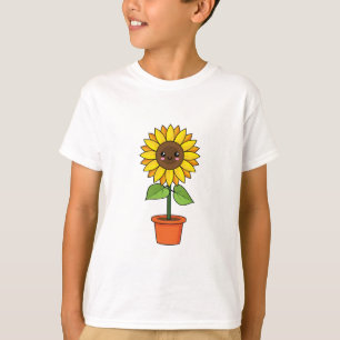 Kawaii Sonnenblume Pflanze in einem Topf T-Shirt