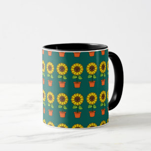 Kawaii Sonnenblume Pflanze in einem Topf Tasse