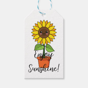 Kawaii Sonnenblume Pflanze in einem Topf   Text hi Geschenkanhänger