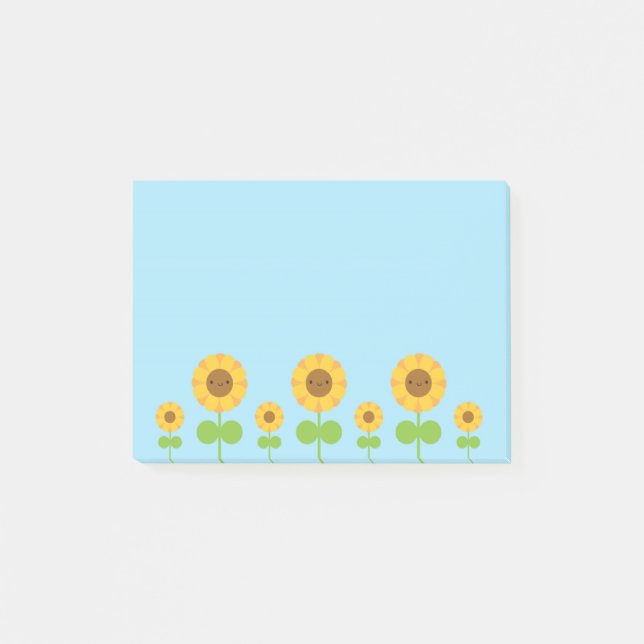 Kawaii Sonnenblumen Post-it Klebezettel (Vorderseite)