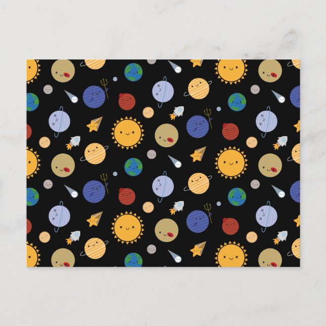 Kawaii Sonnensystem Postkarte (Vorderseite)