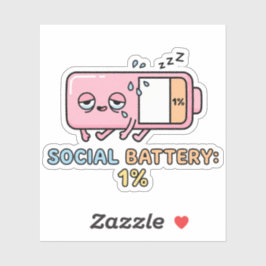 Kawaii Soziale Batterie 1% Lustiger Introvertierte Aufkleber