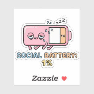 Kawaii Soziale Batterie 1% Lustiger Introvertierte Aufkleber