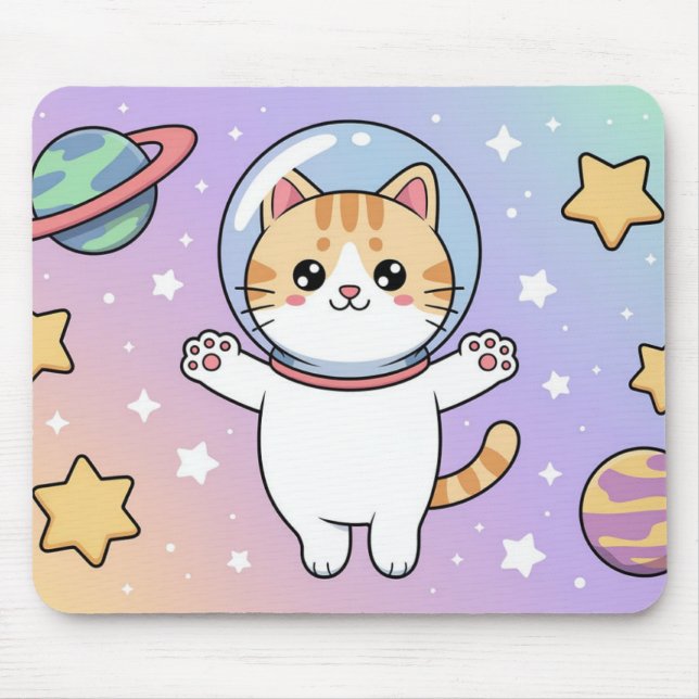 Kawaii Space Cat Astronaut Mouse Pad Mousepad (Vorne)