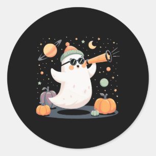 Kawaii Space Ghost Telescope Spooky Halloween Pump Runder Aufkleber