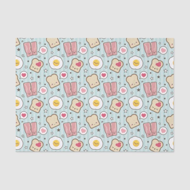 Kawaii Speck u. Spiegelei-Deconstructed Sandwich Seidenpapier (Vorderseite)