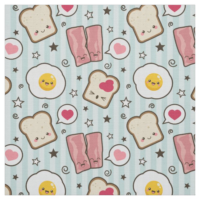 Kawaii Speck u. Spiegelei-Deconstructed Sandwich Stoff (Muster)