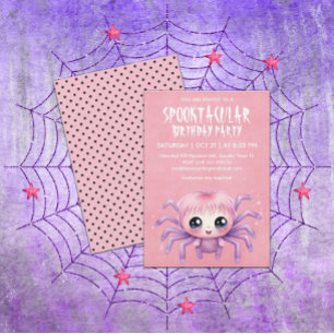 Kawaii Spider Halloween Geburtstagsparty Einladung