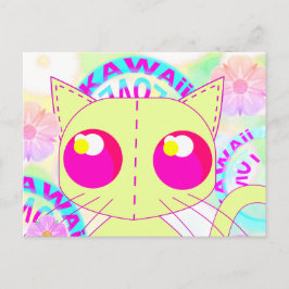 Kawaii-Spielzeug-Katze Gelbe Abbildung Postkarte