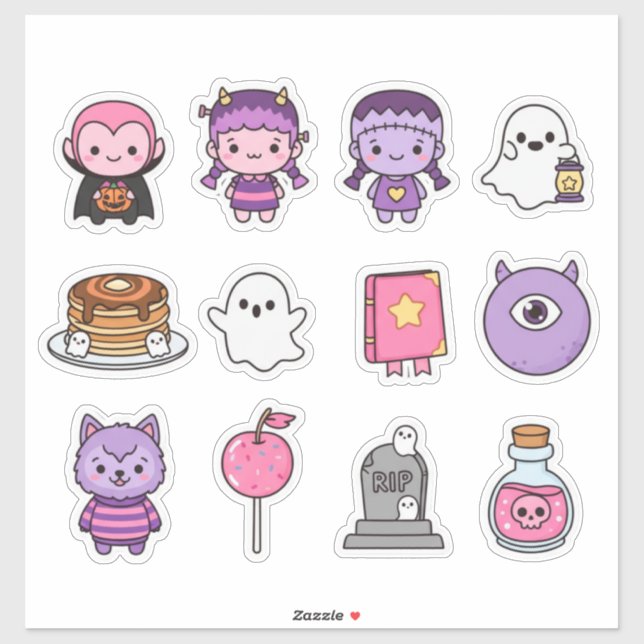Kawaii Spooky Sweethearts Sticker Pack (Blatt)