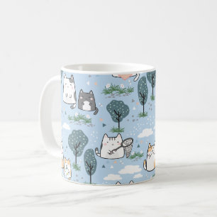 Kawaii Spring Cats Nattern Pattern Kaffeetasse