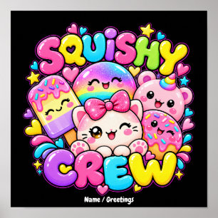 Kawaii Squishy Crew Süße Pastell Candy Anime Kunst Poster