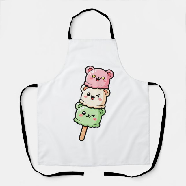 Kawaii Stacked Bear Ice Cream Illustration Schürze (Vorderseite)