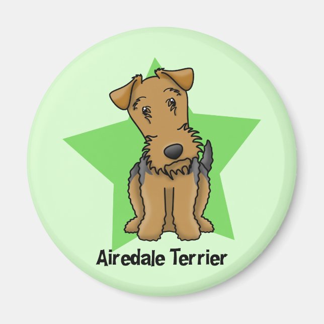 Kawaii Star Airedale Terrier Magnet (Vorne)