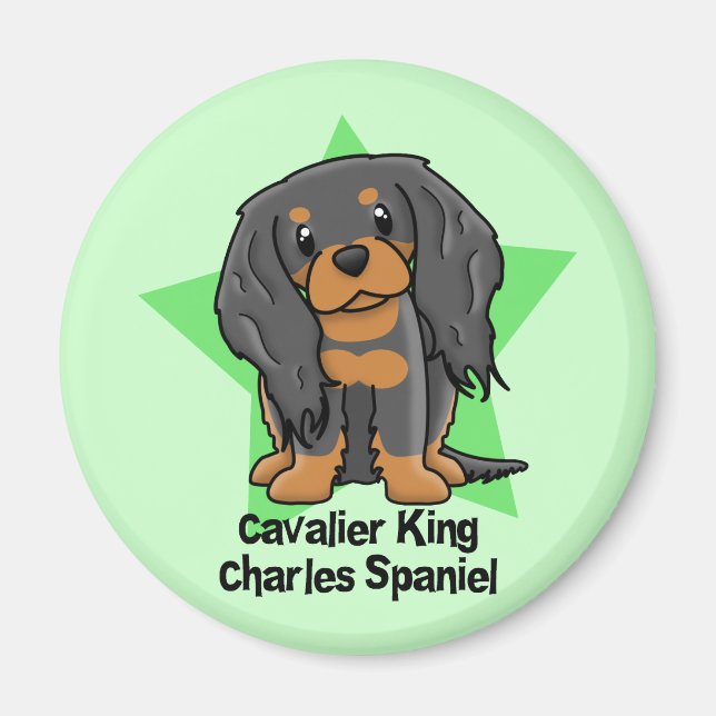 Kawaii Star B&T Cavalier King Charles Spaniel Magnet (Vorne)