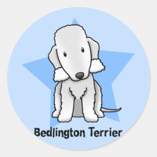 Kawaii Star Bedlington Terrier Runder Aufkleber