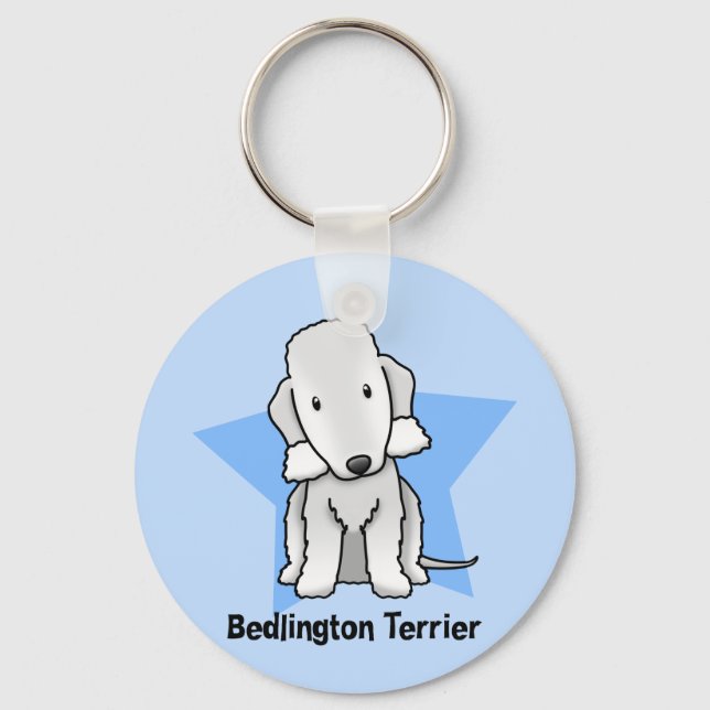 Kawaii Star Bedlington Terrier Schlüsselanhänger (Vorderseite)