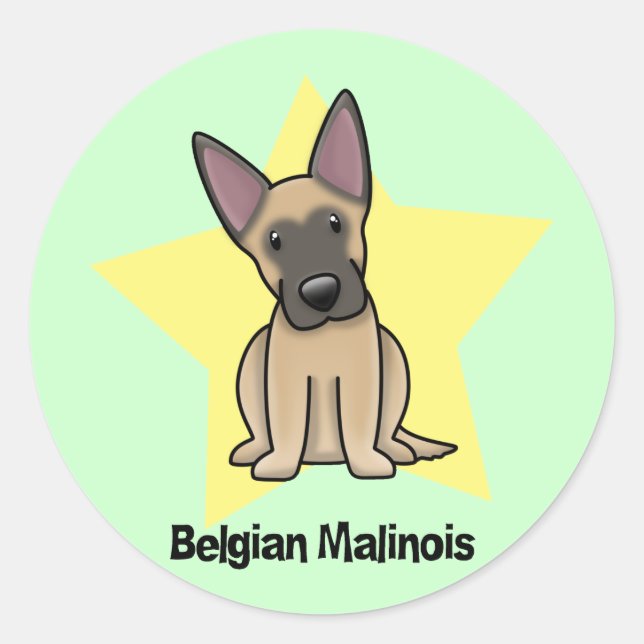 Kawaii Star Belgium Malinois Runder Aufkleber (Vorderseite)