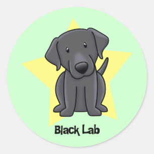 Kawaii Star Black Lab Runder Aufkleber