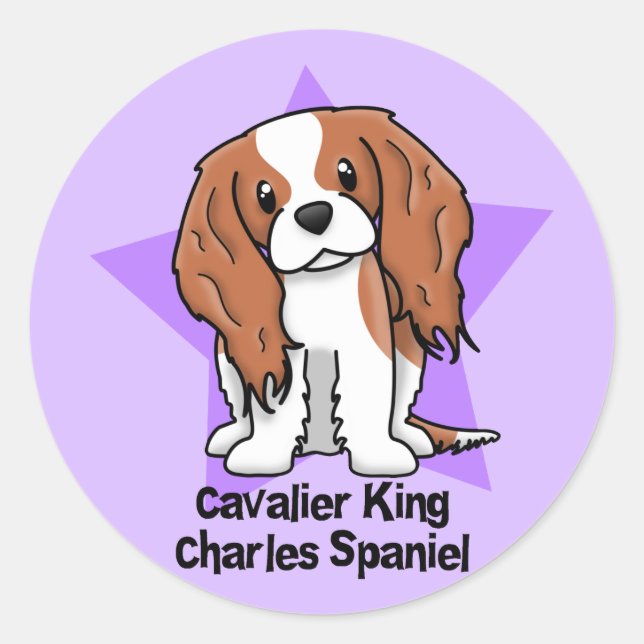 Kawaii Star Blenheim Cavalier King Charles Spaniel Runder Aufkleber (Vorderseite)