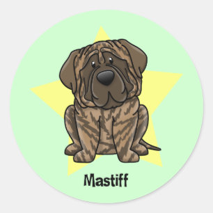 Kawaii Star Brindle Mastiff Runder Aufkleber