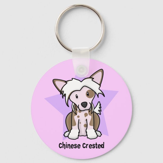 Kawaii Star Chinese Crested Schlüsselanhänger (Vorderseite)