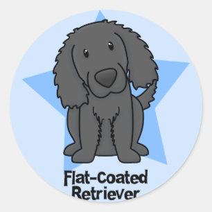 Kawaii Star Flat Coated Retriever Runder Aufkleber