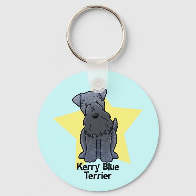Kawaii Star Kerry Blue Terrier Schlüsselanhänger (Vorderseite)