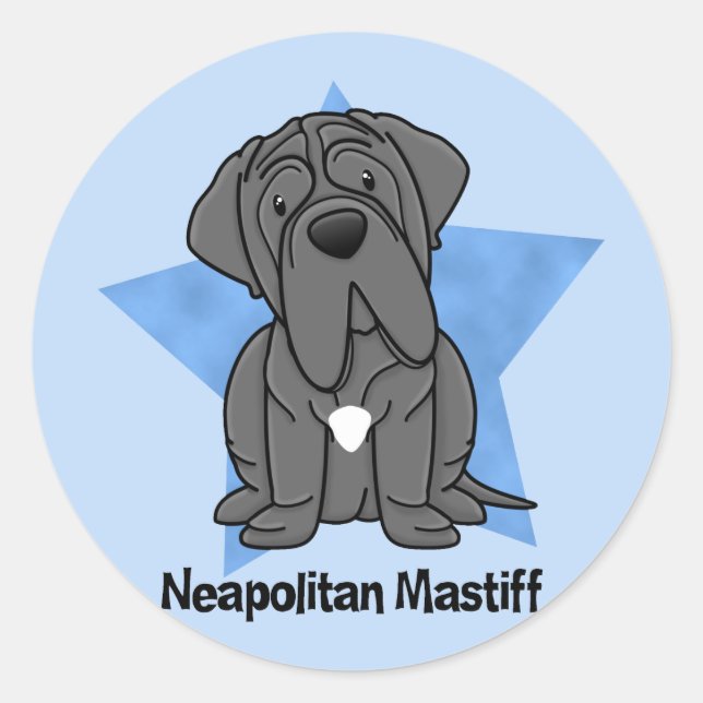 Kawaii Star Neapolitan Mastiff Runder Aufkleber (Vorderseite)