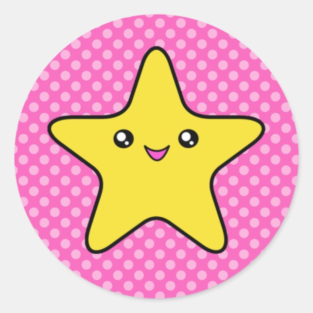 Kawaii Star Pink Polka Dot Stickers (Vorderseite)