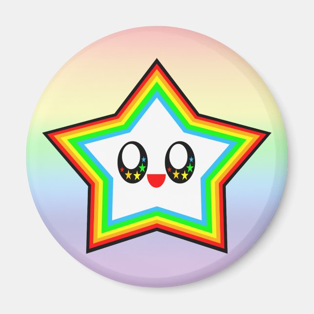 KAWAII STAR RAINBOW GLÜCKLICHES GESICHT LUCKY MAGNET (Vorne)