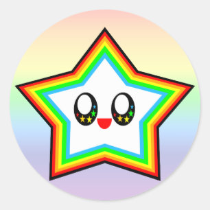 KAWAII STAR RAINBOW GLÜCKLICHES GESICHT LUCKY RUNDER AUFKLEBER