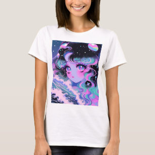 Kawaii-Star-Sea-Mädchen unter kosmischen Wellen T-Shirt