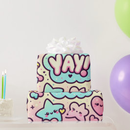 Kawaii Stars, Herz und "Yay!" Geschenkpapier