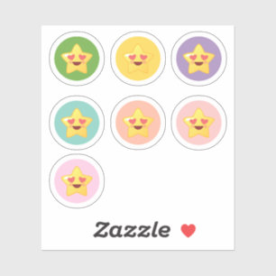 Kawaii Stars in Circles Aufkleber