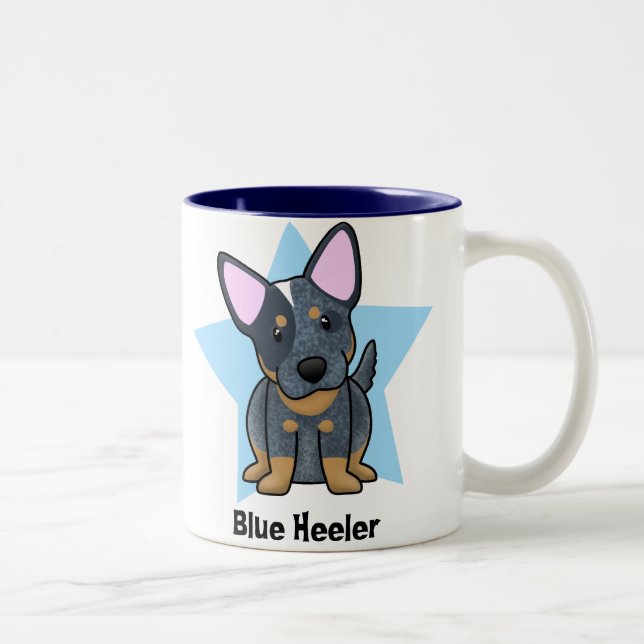 Kawaii Stern-Blau Heeler Zweifarbige Tasse (Rechts)