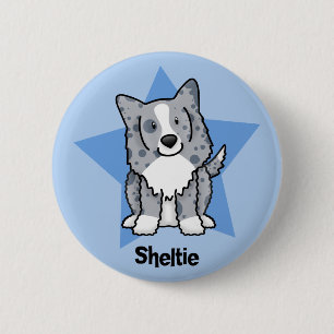Kawaii Stern-Blau Sheltie Button